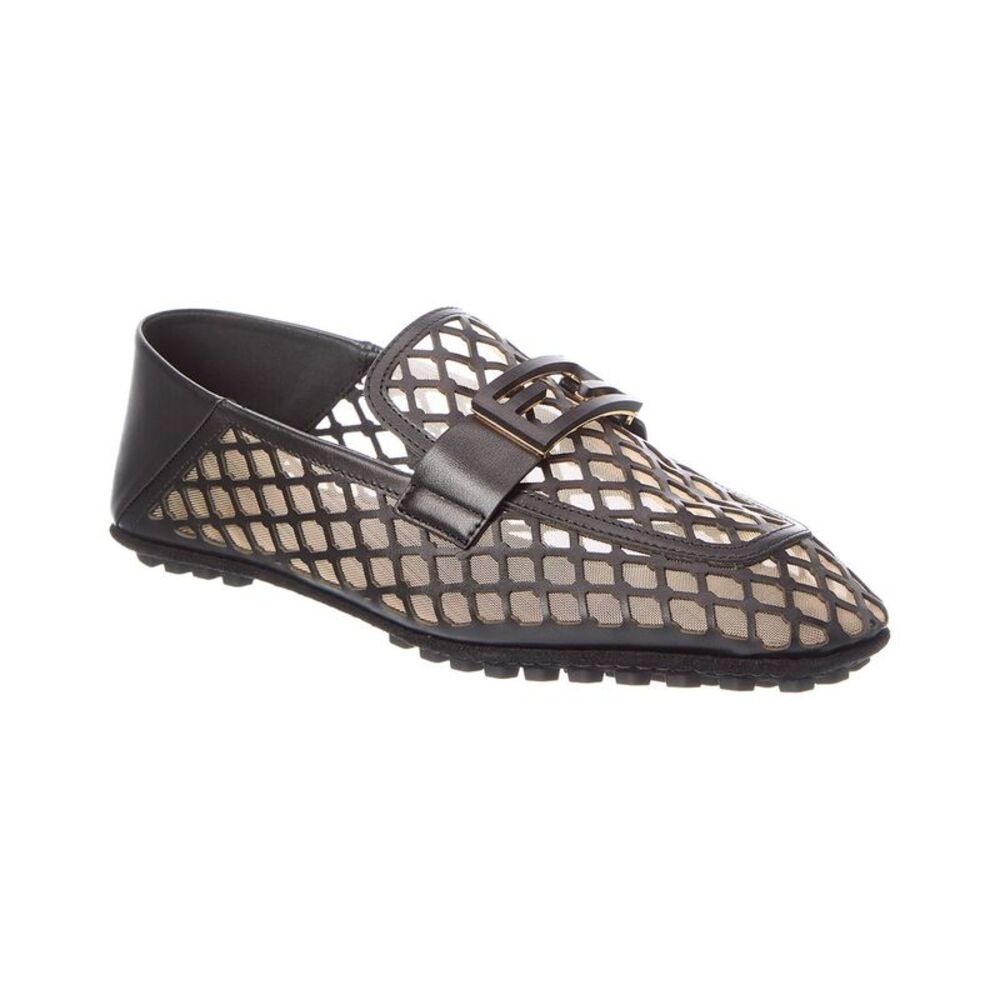 Fendi Baguette Mesh & Leather Loafer, Black
